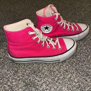 Converse Fuchsia High-Tops with White Accents